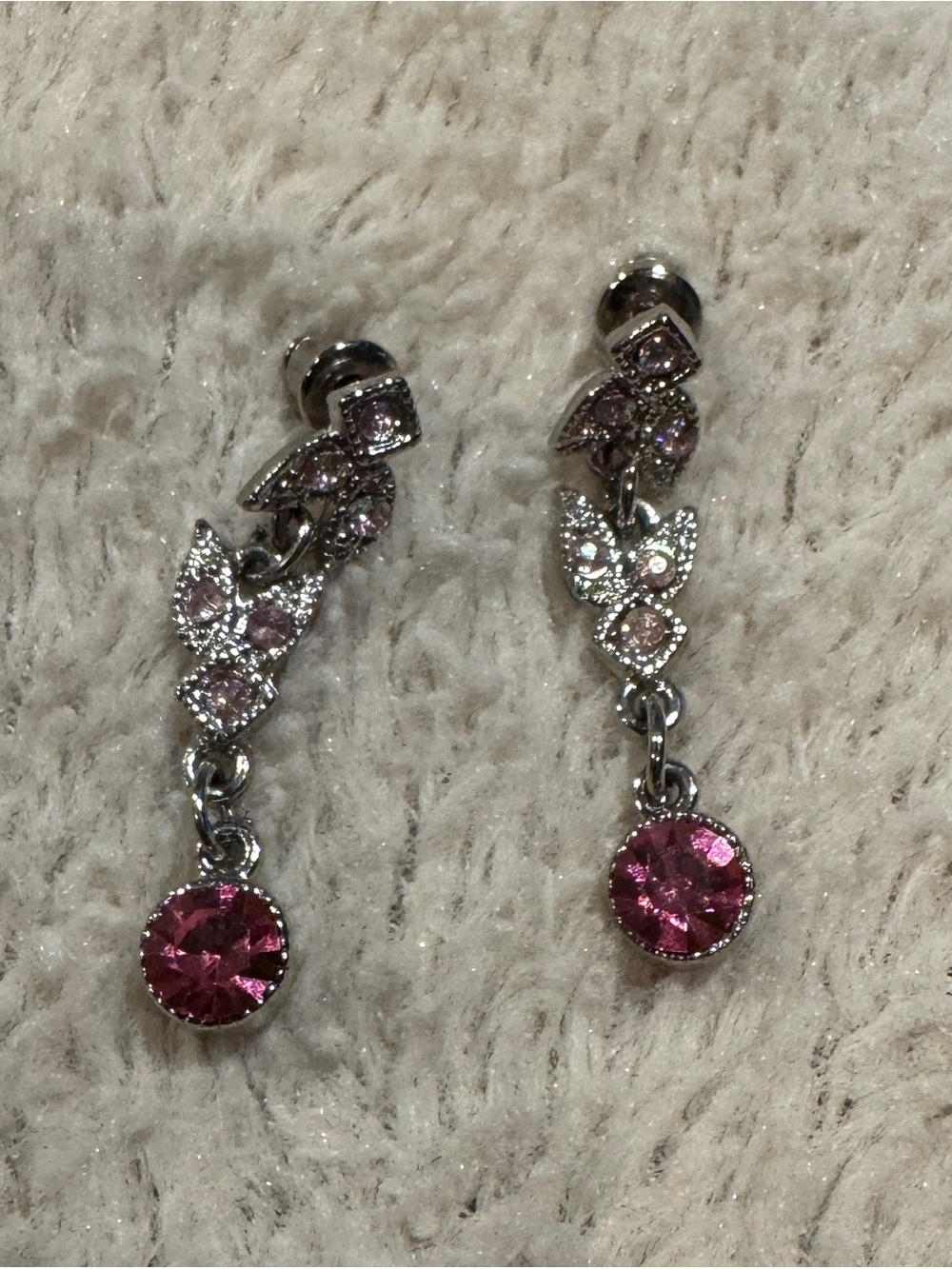 Pink Crystal Drop Dangle Earrings - Elegant Women's Jewelry